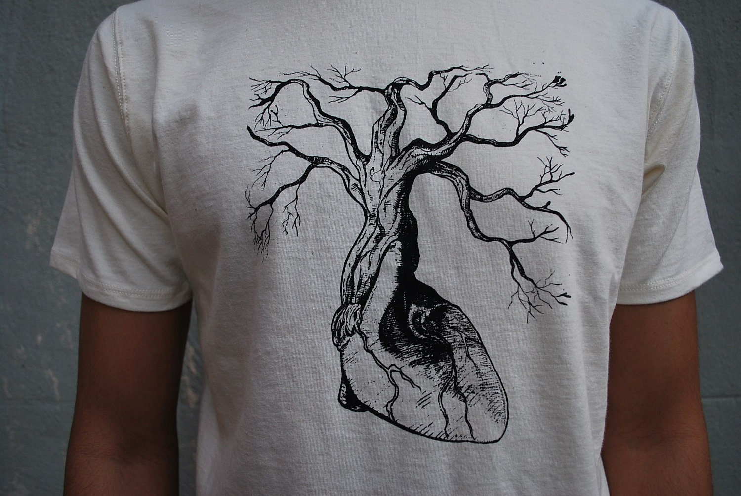 Anatomical Heart tree print on Organic Cotton Shirt -  Mens Extra Large / XL