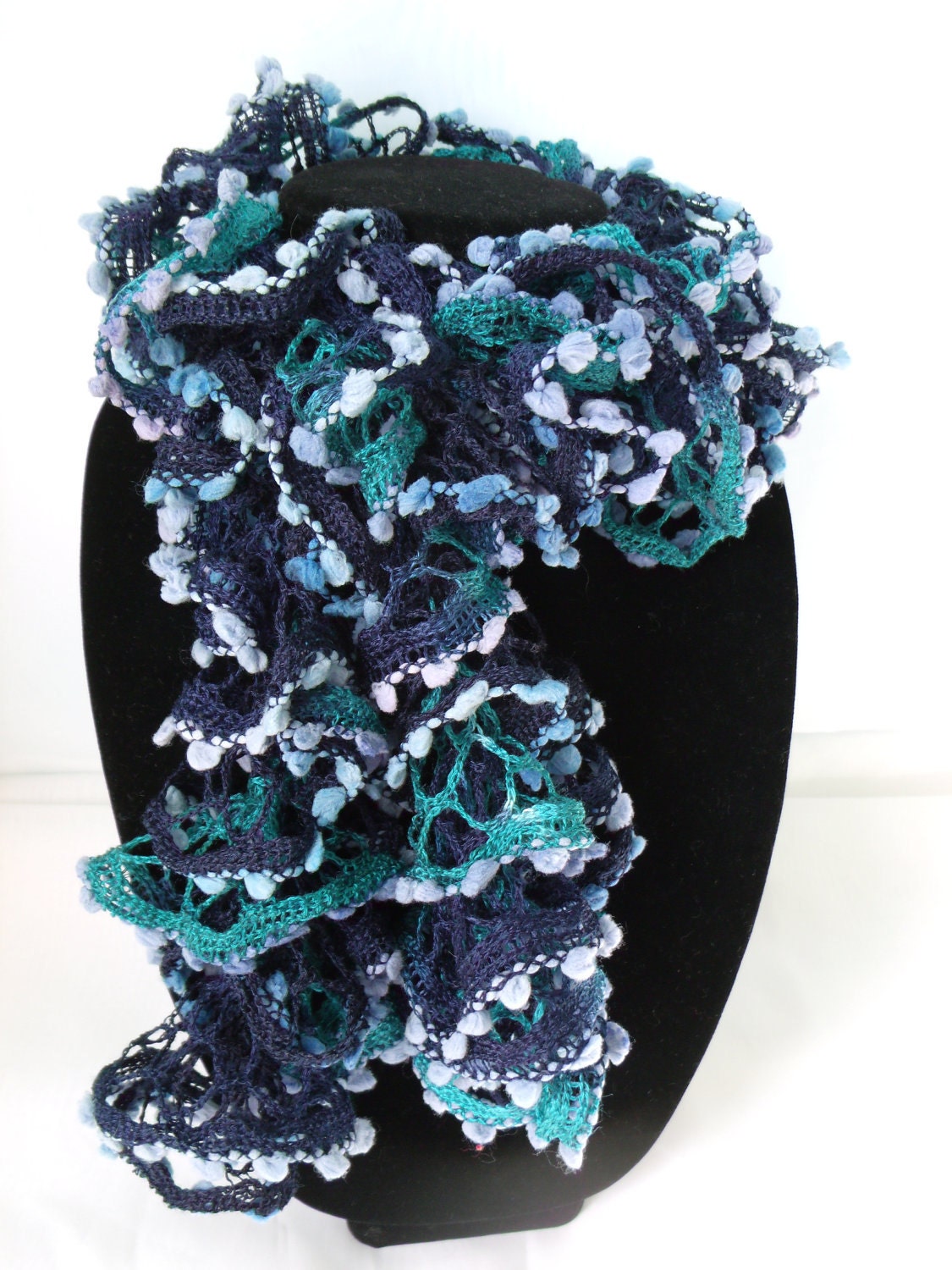 Ruffle Scarf, Ocean, READY TO SHIP