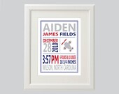 8x10 Personalized Airplane Birth Stats Print (More Colors & Sizes Available)