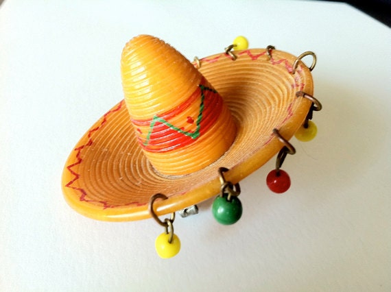 Bakelite Sombrero Brooch