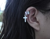 Silver Cross Ear Cuff