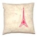 Neon Pink Paris Eiffel Tower Printed on French Toile de Jouy Pillow