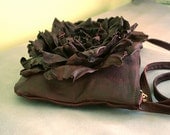 Leather Flower Dark Purple Cross Body Purse art.S75R41