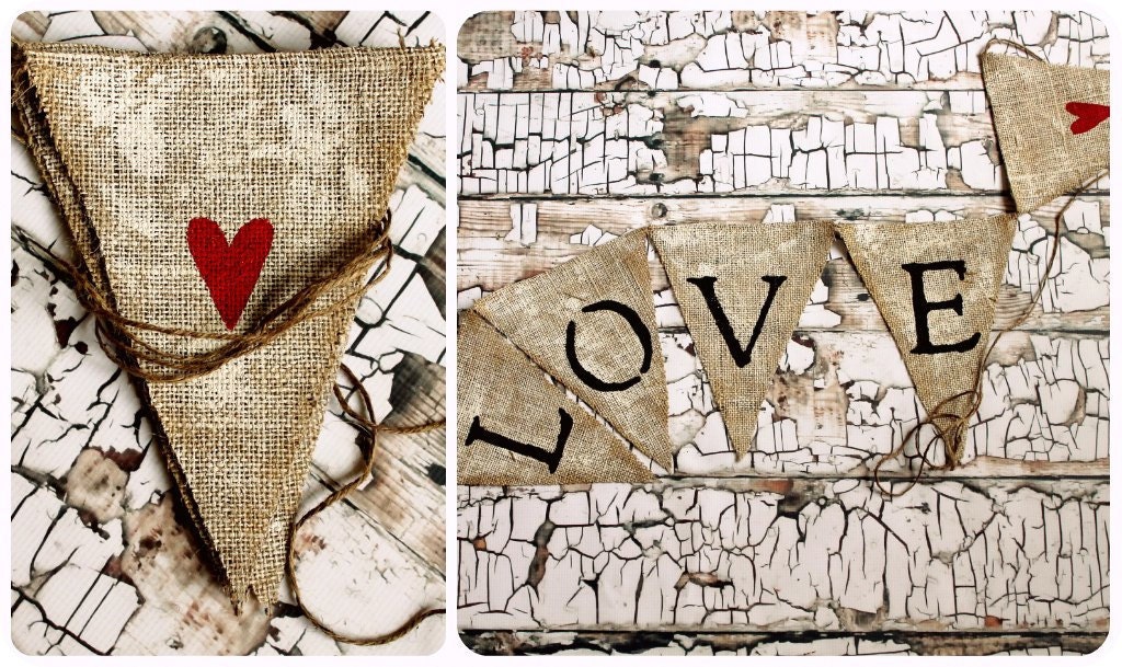 BURLAP BANNER Love garland wedding photo prop