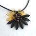 Black And Gold Sunflower Necklace - Wire Wrapped Jewelry Handmade - Pendant Necklace