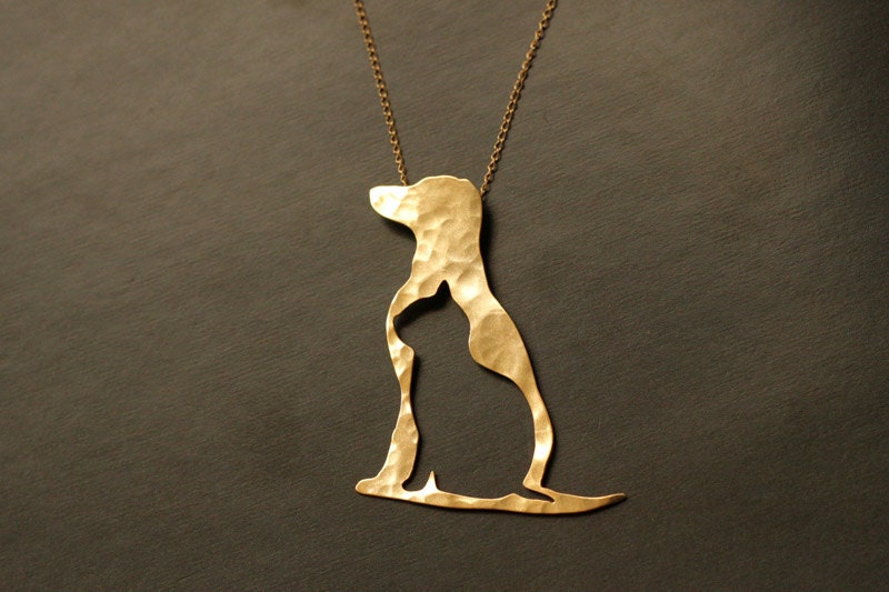 Dog and Cat Silhouette Golden Necklace, Dog and Cat Charm, Gold filled Necklace, a gift for animal lovers