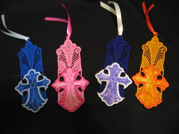 BOOKMARK, EMBROIDERED CROSS