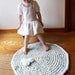 Upcycled Crochet Rug Vintage Floral Cotton with White Rolled Roses One of a Kind Shabby Chic Cottage Accent Rug