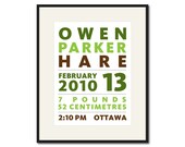 BIRTH ANNOUNCEMENT -- PERSONALIZED 8x10" or 11x14" Graphic Print