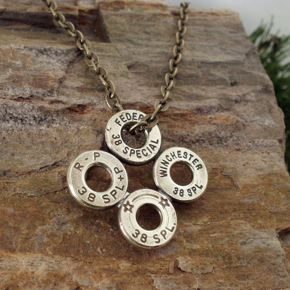 Bullet Casing Jewelry - 38 SPL Four Casing Necklace