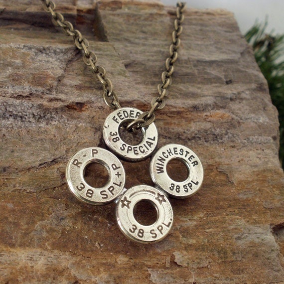 Bullet Casing Jewelry - 38 SPL Four Casing Necklace