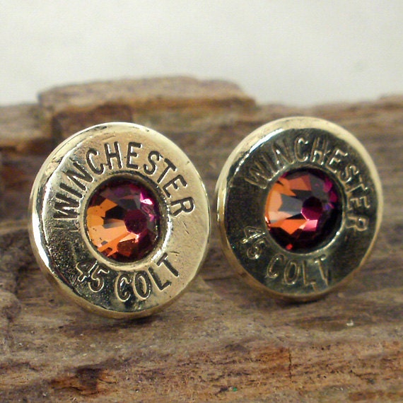Bullet Earrings - Stud Earrings - Ultra Thin - Colt 45 - Volcano