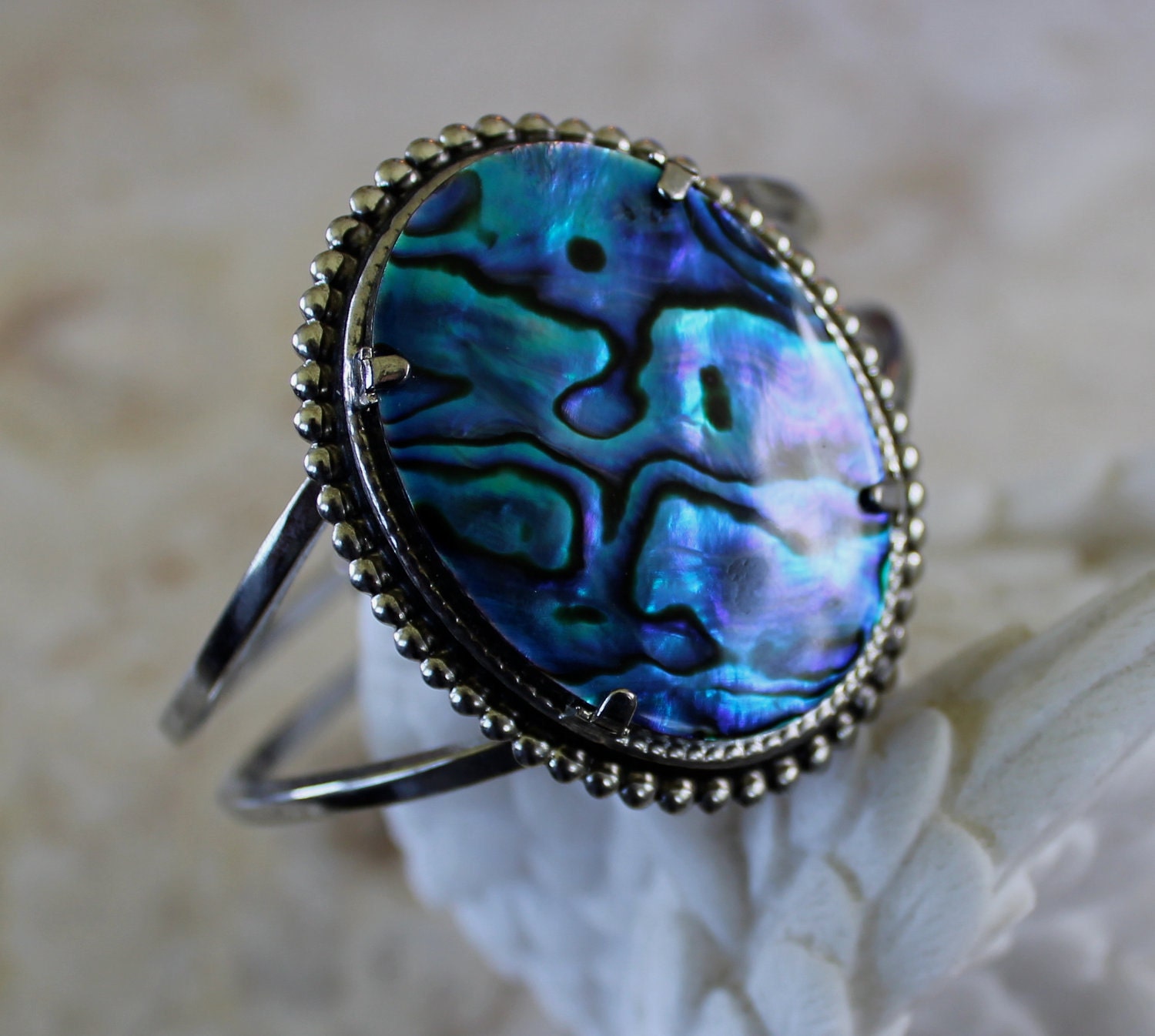 1980's Blue and Silvertone Costume Jewelry Clip-on Bracelet