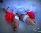 Baby sandals--Baby Barefoot Sandals--Hot Pink Rosette Sandals--barefoot Sandals for baby-infant through toddler size