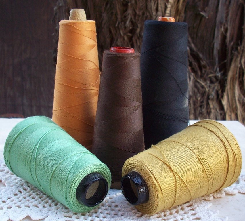 Vintage Large Spools of Thread Fall Collection by nenafayesattic