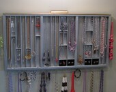 Silver and Gold Jewelry Organizer Display with stud slots and ring cubby's