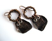 Dangle Earrings.  Mixed Metal. Brass. Copper. Chic Original Design by Brand Faina.