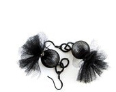 Earrings with skirt. Stylish,  playful, mixed materials, dangle, original design  by Brand Faina. Ready to ship.