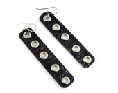 Metal Earrings.  Black.  Long, stylish, copper, hammered, oxidized . Made in Fahion Brand Faina studio.
