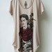 Frida Kahlo - Screen Printed Tank Top Tulip Dress with Side Pocket - NUDE
