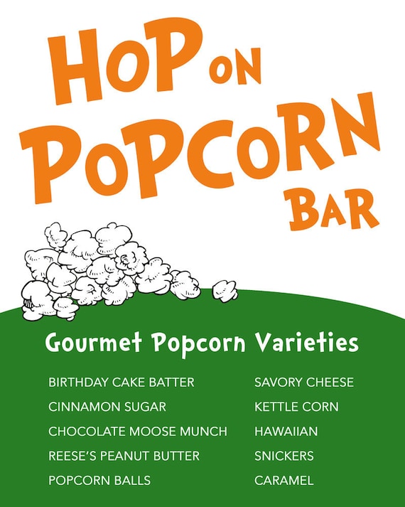 Items similar to Gourmet Hop on Popcorn Bar CUSTOMIZED Dr. Seuss