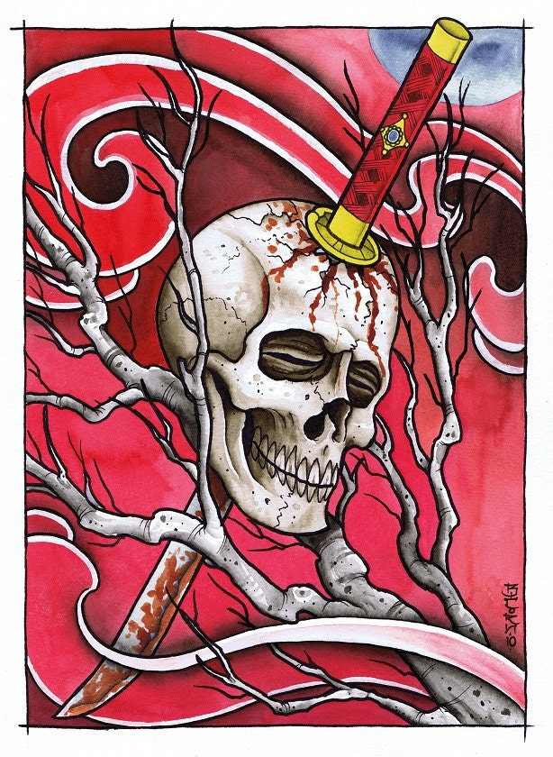 Skull on branch