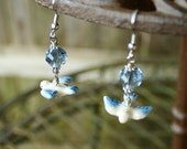 Flying Bird Earrings with Sky Blue Crystal