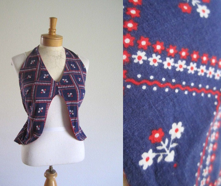 Vintage Rockabilly Reversible Bandana Cowboy Country Girl Halter Top Shirt 1950s 1960s