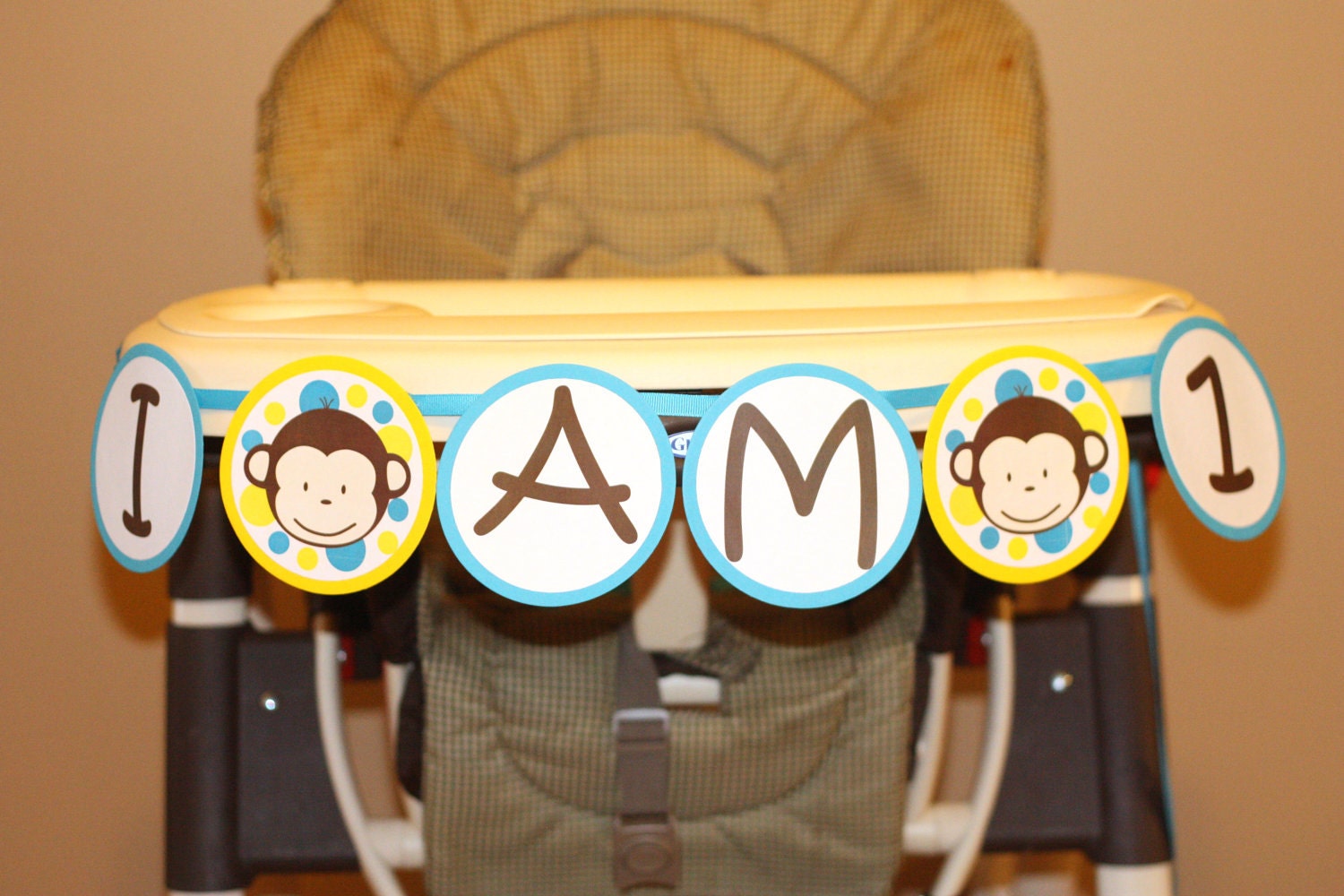 Mod Monkey Highchair Banner I am 1 highchair - Mod Monkey GIRL Mod Monkey BOY - 1st year birthday party - High Chair Sign (DIY Printable) Il_170x135