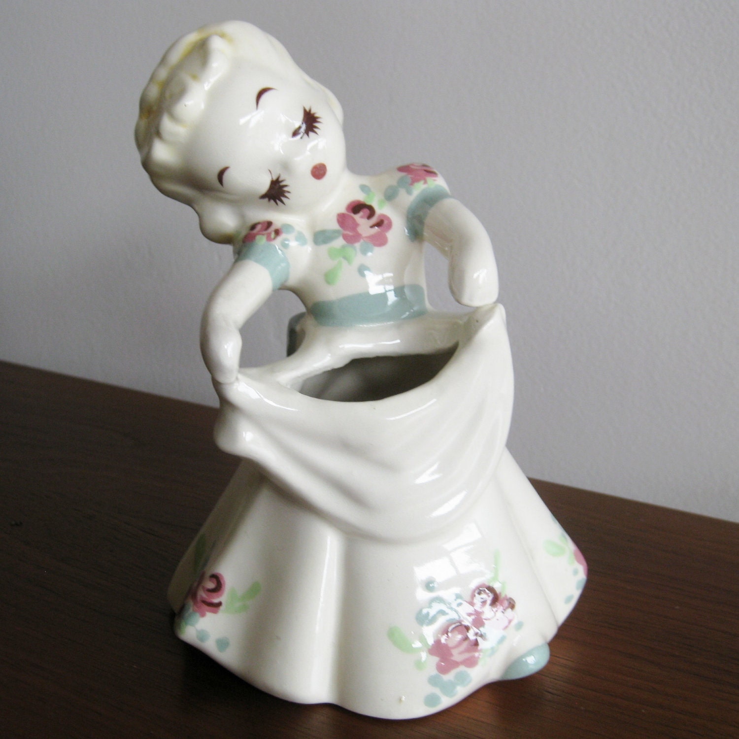 Reserved - Vintage 40s DeLee California Pottery Maria Figural Flower Holder Vase Figurine