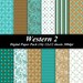 Western 2 Digital Paper Pack (12) 12x12 sheets 300 dpi scrapbooking invitations birthday teal brown
