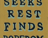 Rest and Boredom - Letterpress Postcard