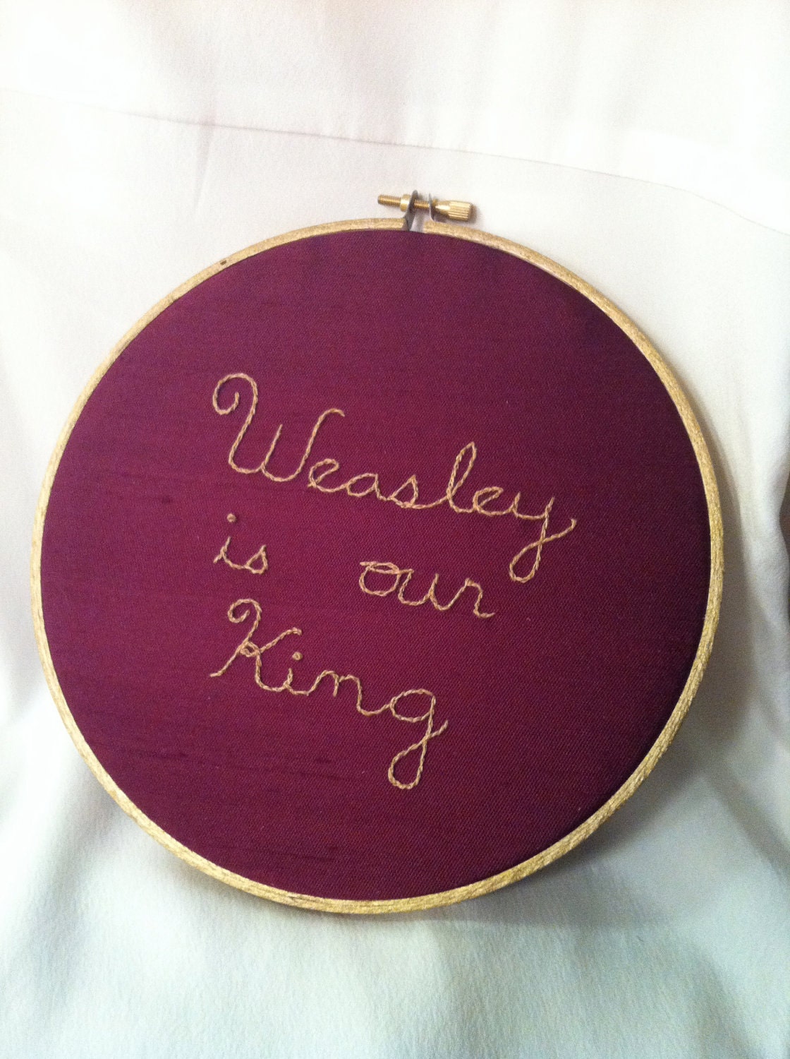 Weasley Is Our King - Harry Potter Embroidered Hoop Art, Wall Hanging - by BeanTown Embroidery