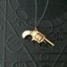 Antique Gun Watch Key Necklace . Mother of Pearl Handle . Sterling Chain .