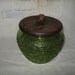 SALE Green glass tobacco humidor made by National Pottery Glass Division