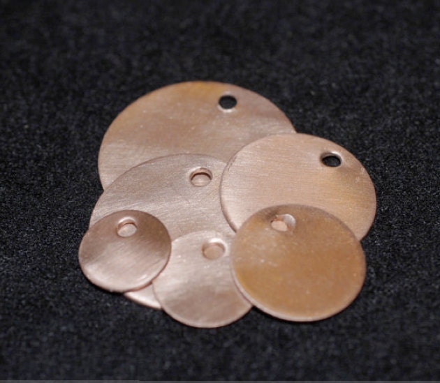 20 Piece 1/2 inch Copper Circles With Holes and Brushed Finish