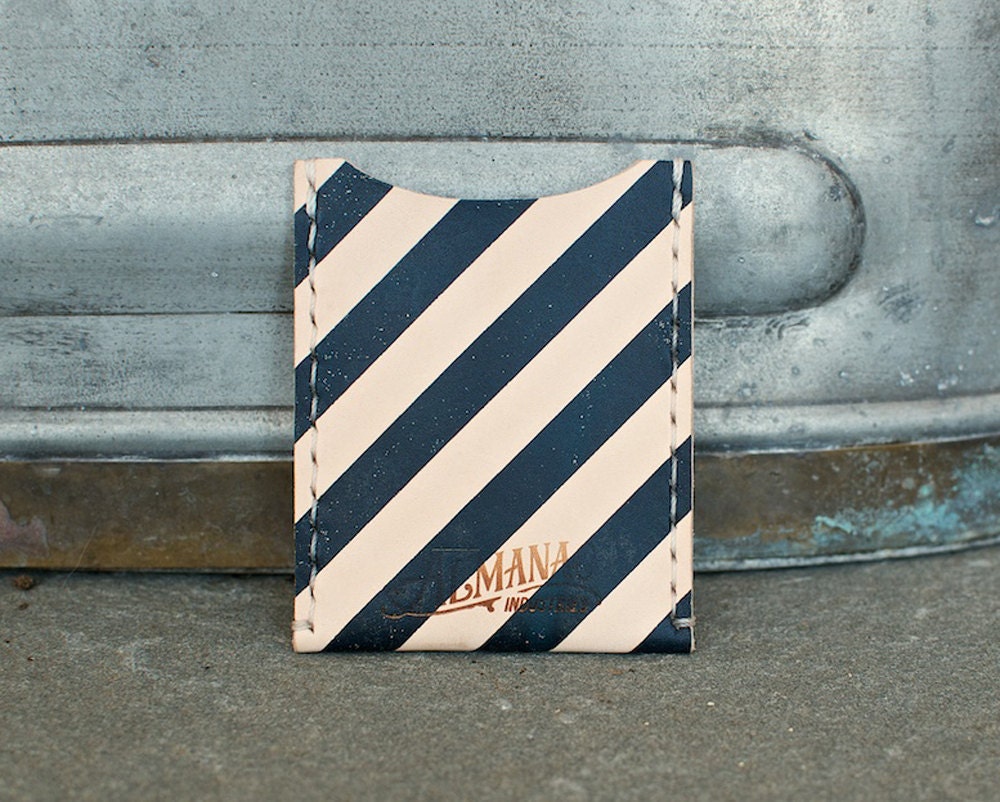 Leather Card Case / Wallet - Navy