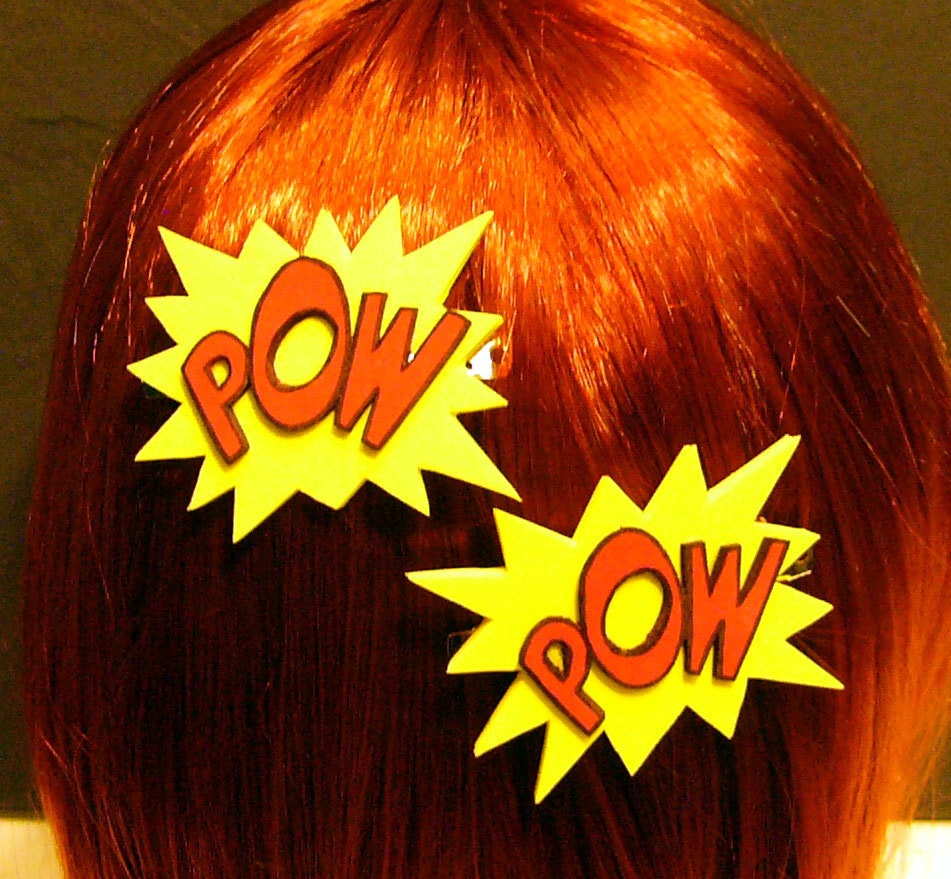 Super Hero, Comic Book Hair Clips, Pow and Pow