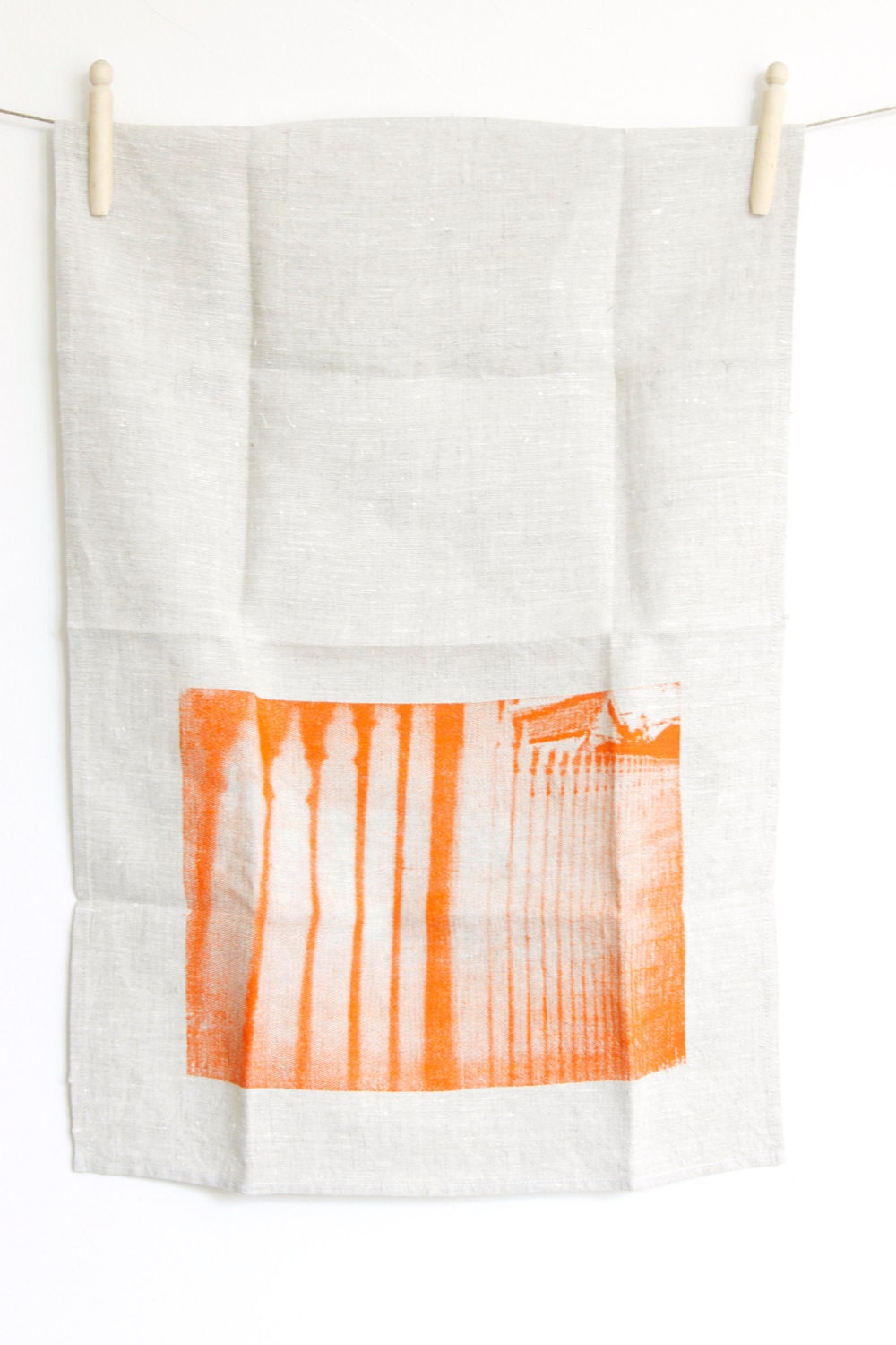 100% Linen Tea Towel - Orange Photograph Design