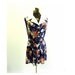 Vintage Mini Dress, Navy Blue, Floral, White Pointed Collar, 1960s, 70s