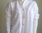 SALE // White Cardigan // Pointelle  // 50s 60s // Small