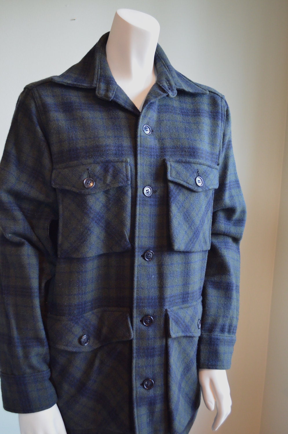 Woolrich Woolen Mills Upland Style Hunting Jacket // Mint // Blackwatch Plaid Jacket //CLEARANCE