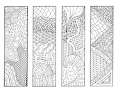 Zendoodle Bookmarks DIY, Zentangle Inspired Printable Coloring, Digital Download, Sheet 1