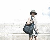S A L E // Jumbo Black Leather Bag -- ready to ship.