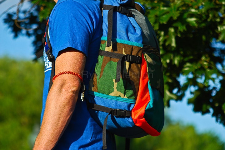 S A L E // Large Backpack -- Blue, Camo and Orange -- Limited Edition -- Ready to ship.