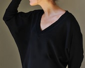 Black Sweatshirt BIG V sweater /  Gift for her / Women fashion