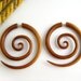 Fake Gauge Earrings Wooden Double Spiral Tribal Earrings - Gauges Plugs Bone Horn - FG029 W