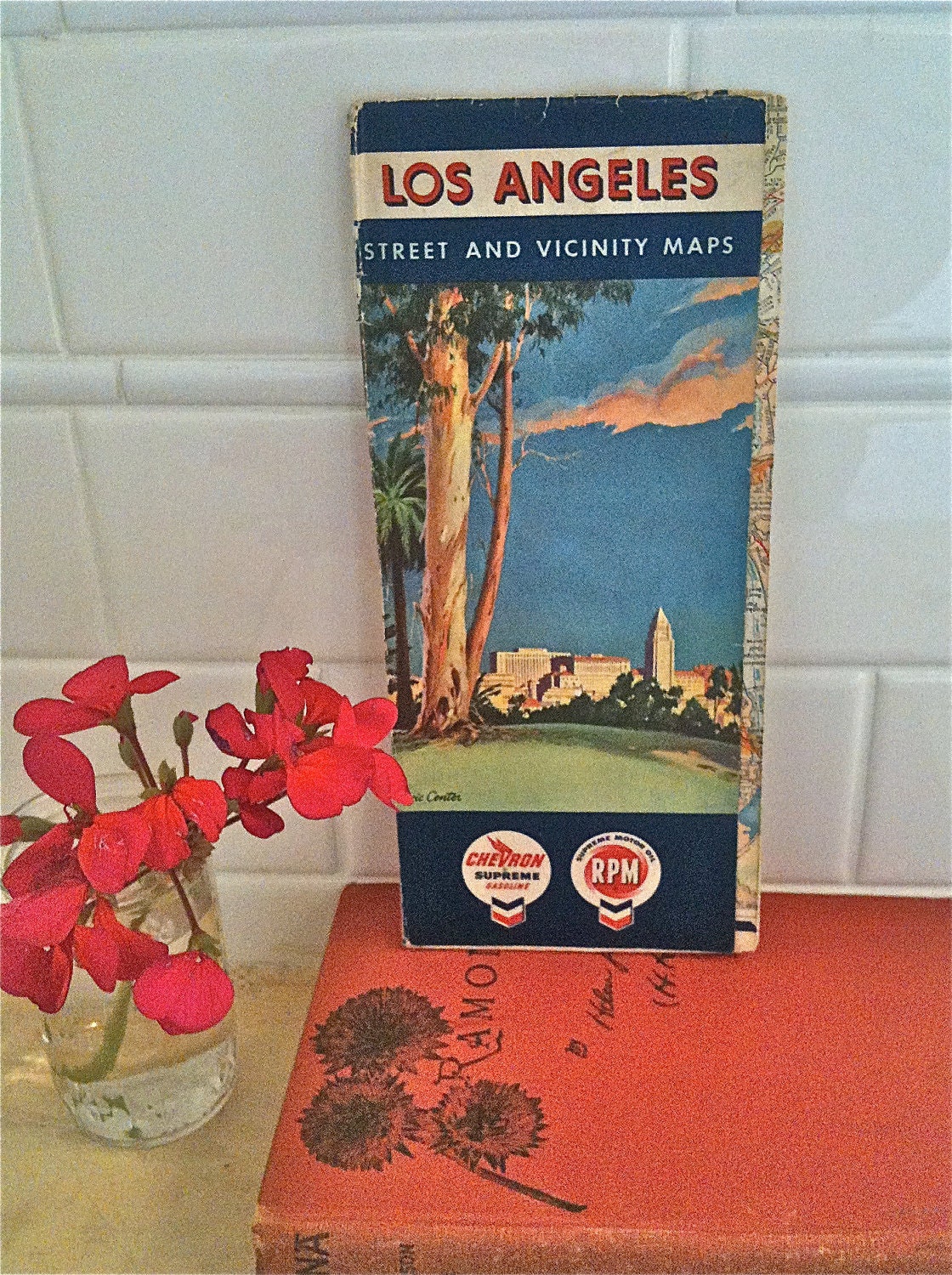Vintage Chevron Los Angeles Road Map Late 50s/60s