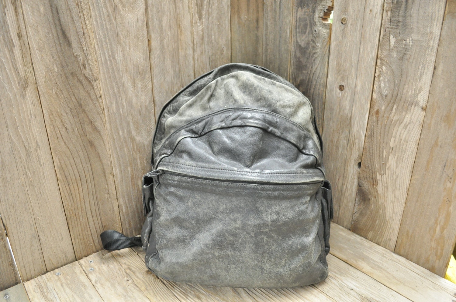 Nice Distressed JP Ourse Black Leather Steampunk Backpack