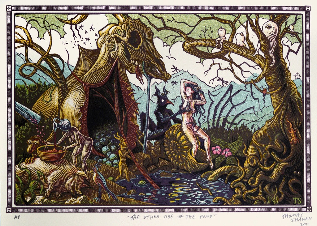 The Other Side of The Pond - 5 Color Serigraph on Paper - Thomas Shahan